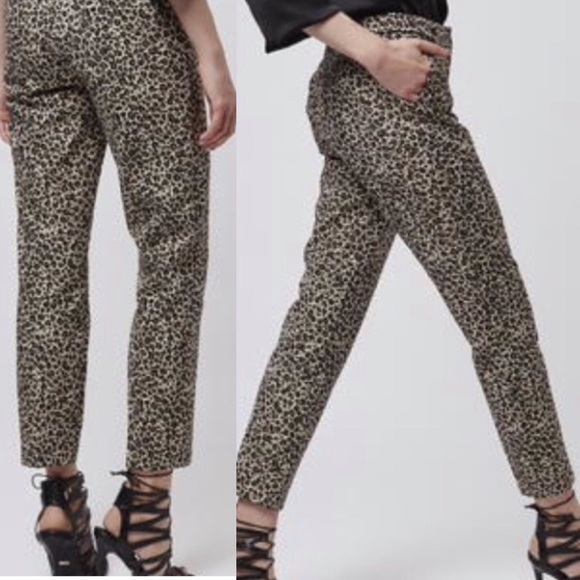 TOPSHOP Leopard Cigarette Trousers - Picture 2 of 11